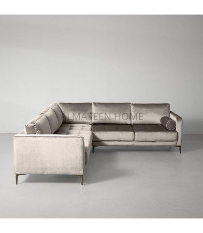Warsaw L-Shaped Corner Sofa with Textured Velvet Upholstery