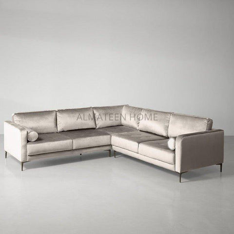 Warsaw L-Shaped Corner Sofa with Textured Velvet Upholstery
